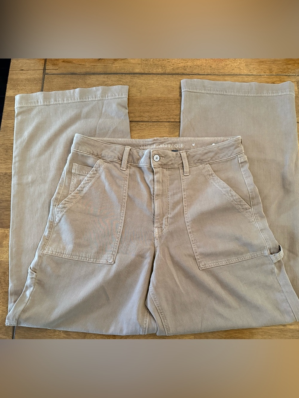 American Eagle Outfitters High-Rise Wide Leg Carpenter Pants Tan/Taupe Size 12